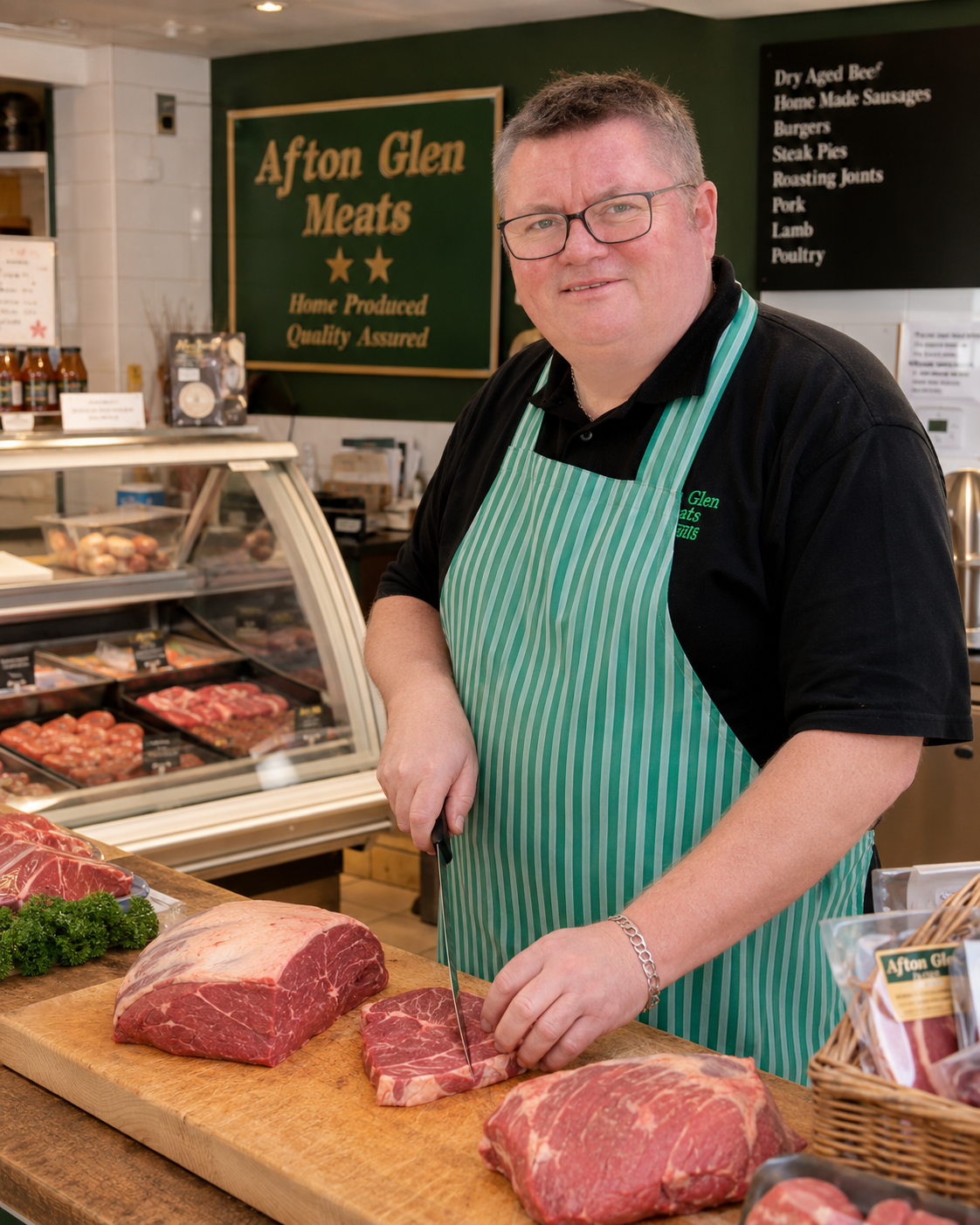 Butcher preparing fresh steak
